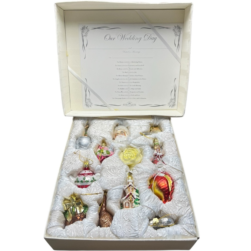 Vintage KSA Kurt Adler Noble Gems Wedding Gift Set‎ of 12 Glass Ornaments RARE